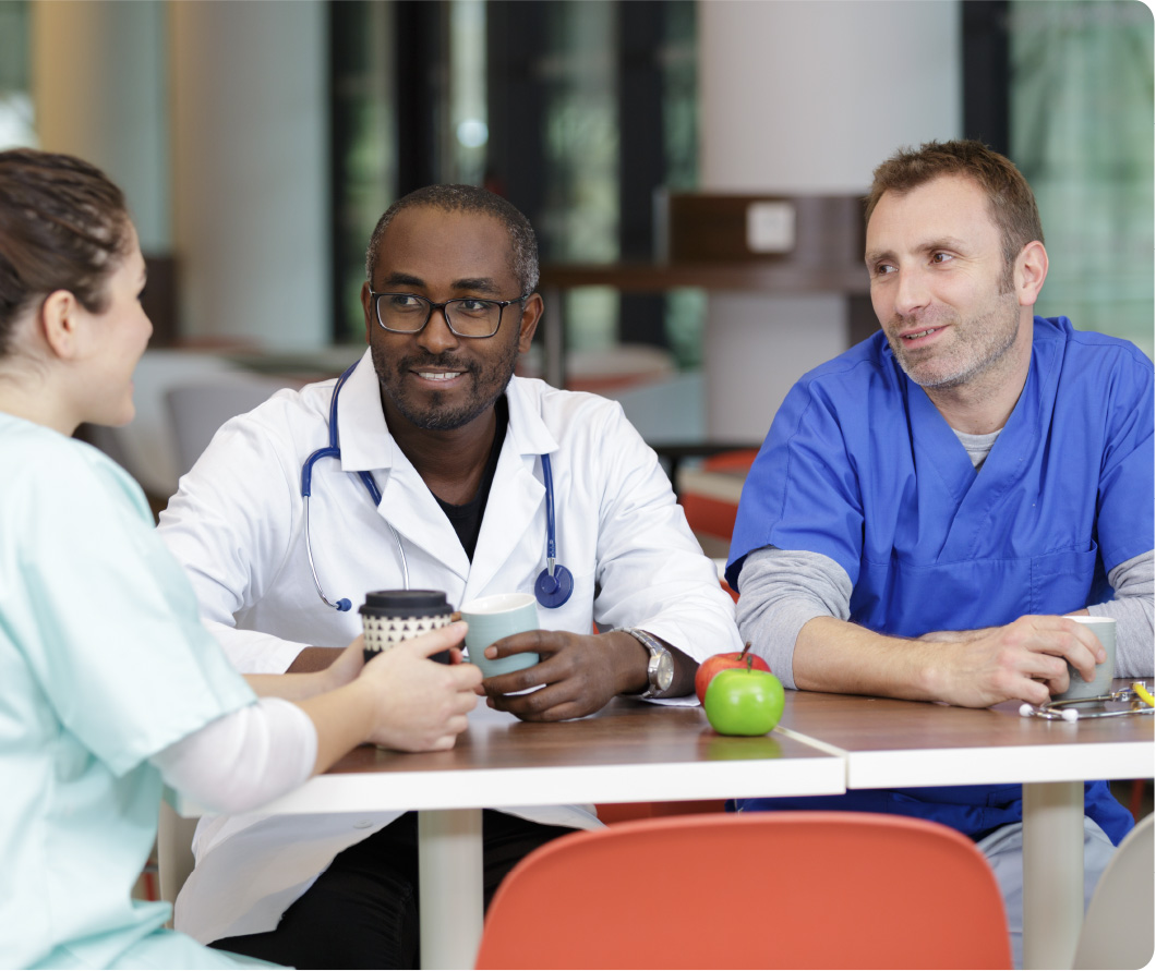 hospitals1 Doctors and nurses talking in a break room