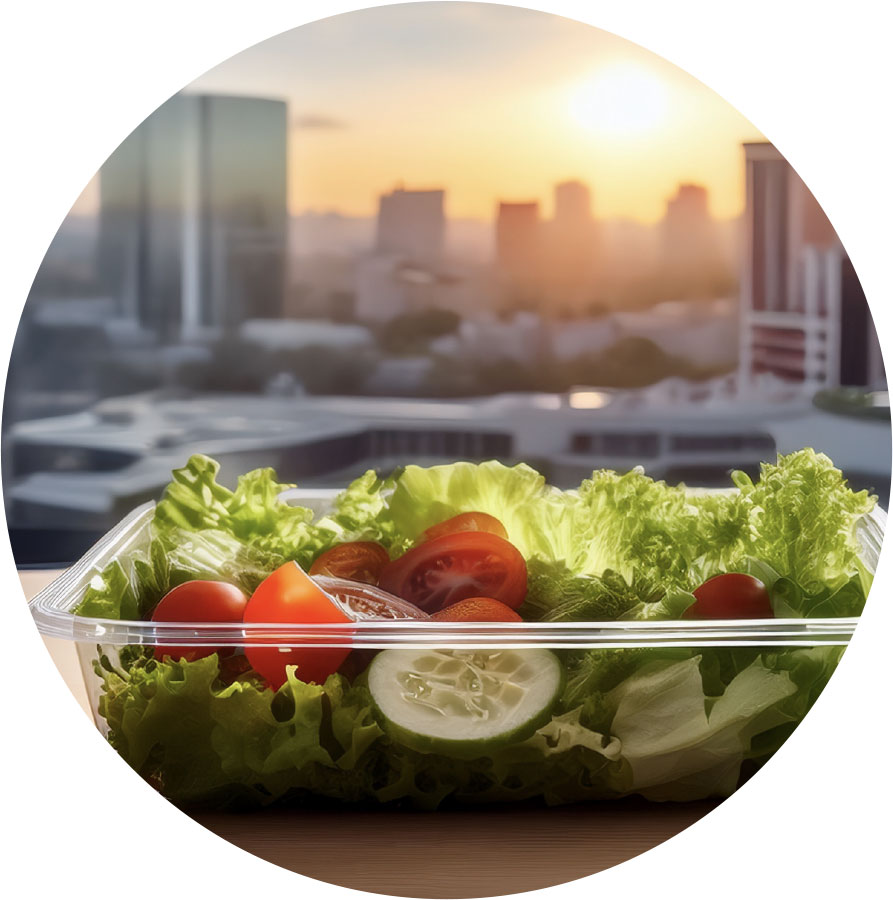 markets-side Salad with the sunset