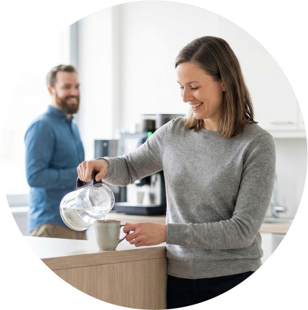 Woman pouring a cup of water